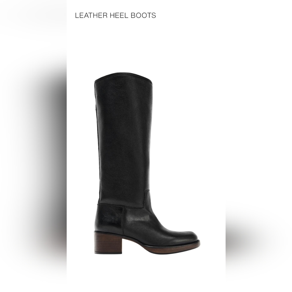Black Leather Heel Boots
